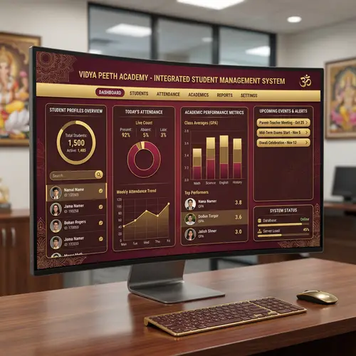 Sleek and Modern School Data Management Dashboard with Maroon and Gold Theme