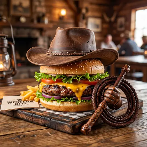 Cowboy Burger with Hat and Whip - Deliciously Unique