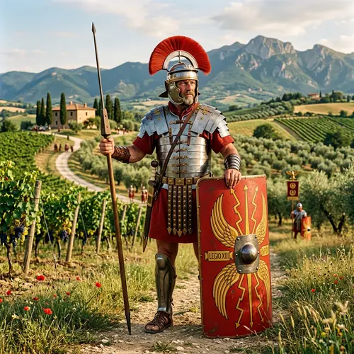 Roman Centurion in Lush Italian Field