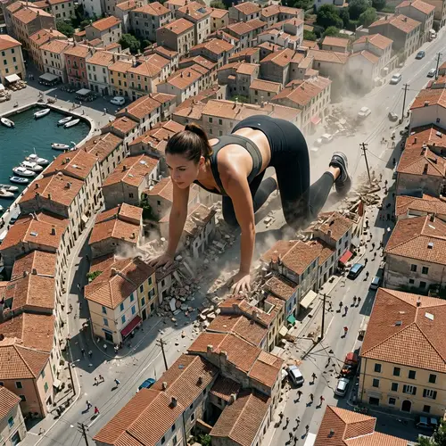 Giantess Fitness Model Wreaks Havoc on Town