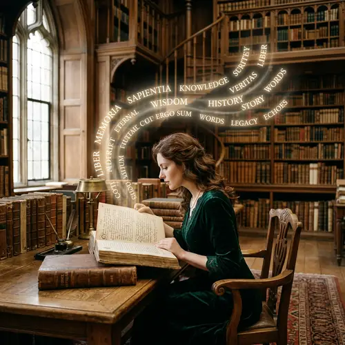 A Captivating Woman in a Vintage Library