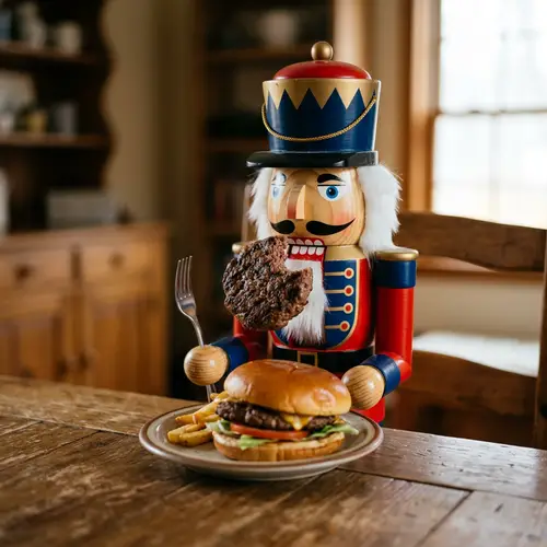 Nutcracker Eating Meat Patty