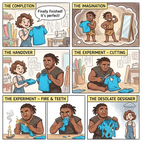 Cute Cartoon: Fashion Designer & Prehistoric Man Story