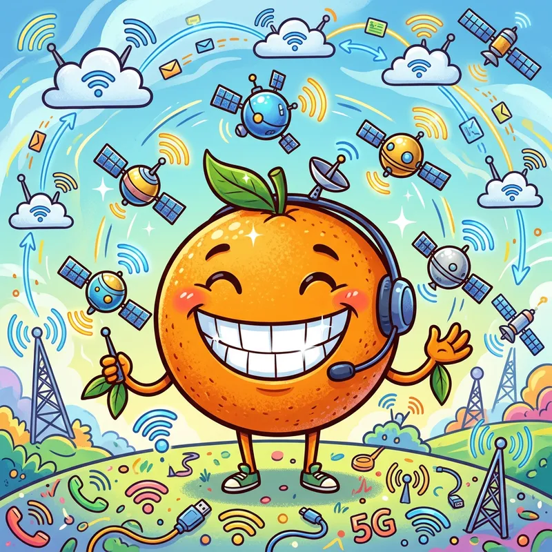 Cartoon Orange: Playful Telecommunications Character