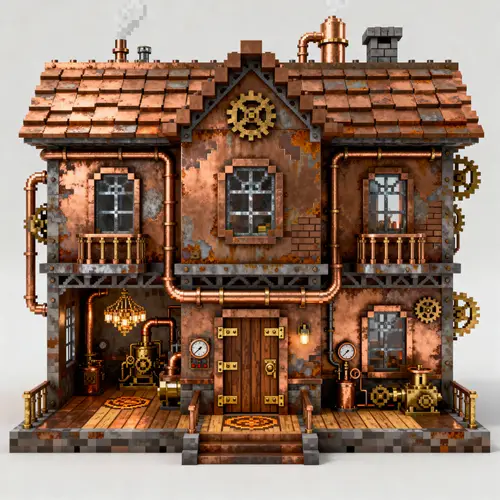 Steampunk Minecraft House with Copper Blocks