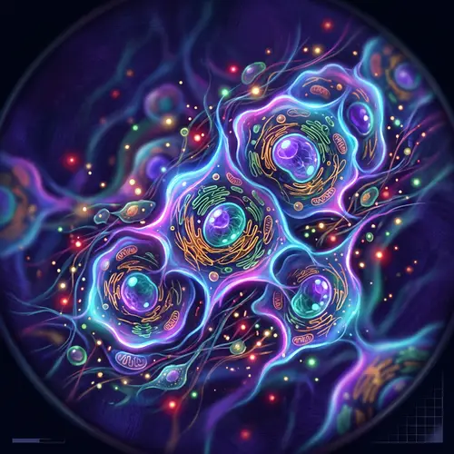 Vibrant Stem Cells Under the Microscope - Digital Art