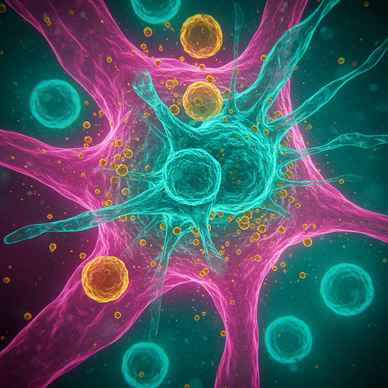 Vibrant Stem Cells Under the Microscope - Digital Art