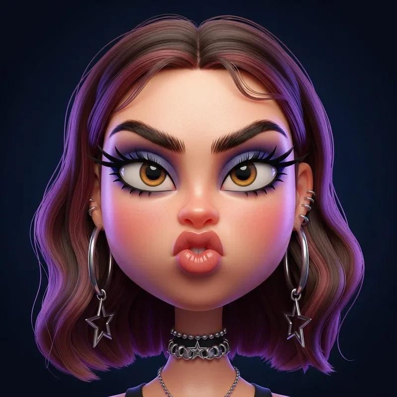 Fierce 3D Cartoon Portrait of a Young Woman Fierce 3D Cartoon Portrait of a Young Woman