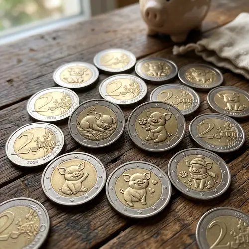 2 Euro Coins with Tiny Piglets Inside