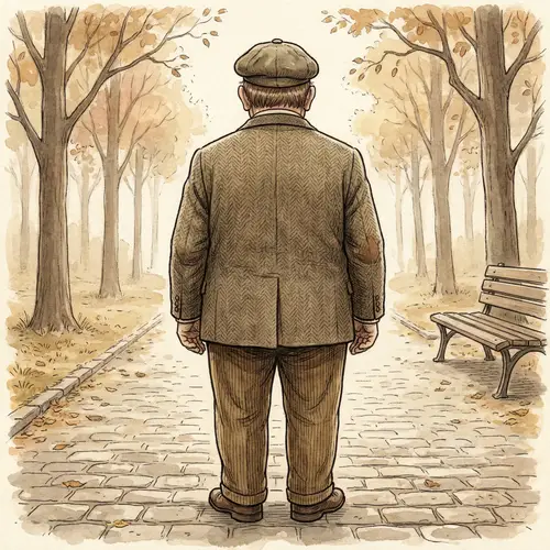 Vintage Senior Adult Man Full Body Illustration
