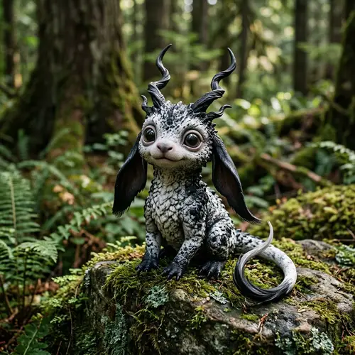 Black and White Peculiar Creature with Bulbous Eyes - Unique Monster