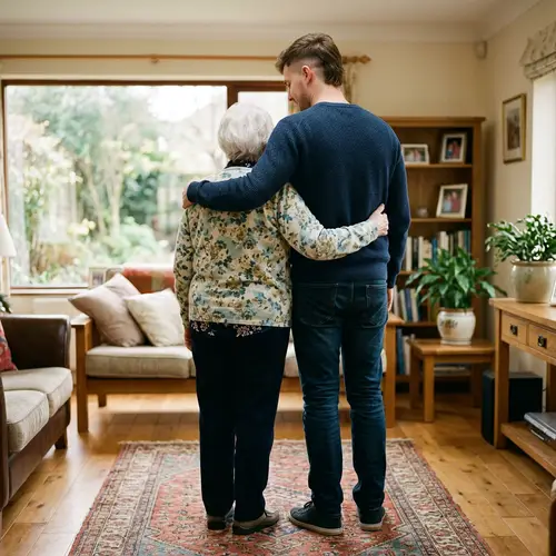 Mid-Twenties Man Hugging Grandma | Heartwarming Silhouettes