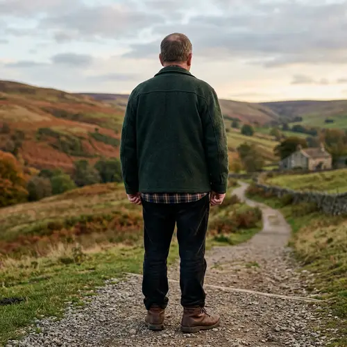 Elderly Stout Man with Short Brown Hair | Full Body View