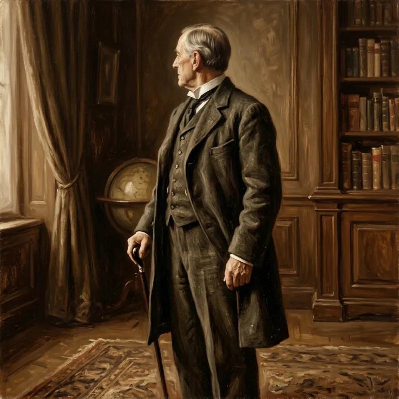 Vintage Oil Painting of Dignified Elderly Gentleman | Nostalgic Artwork