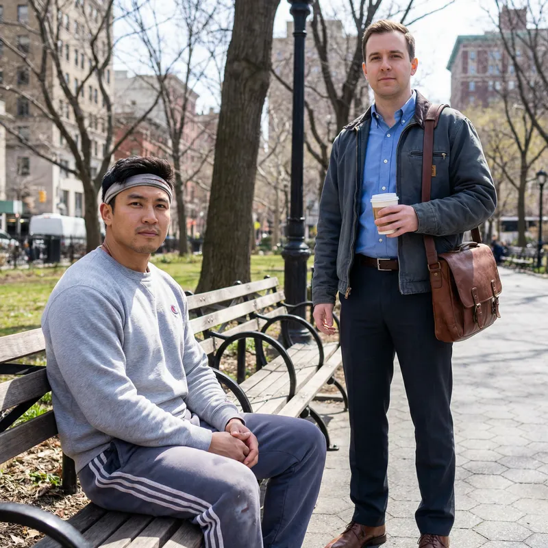 Strong Duo: Buff Men in Gym and Work Attire