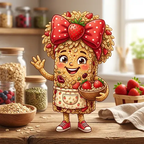 Strawberry Bow Granola Bar Mascot