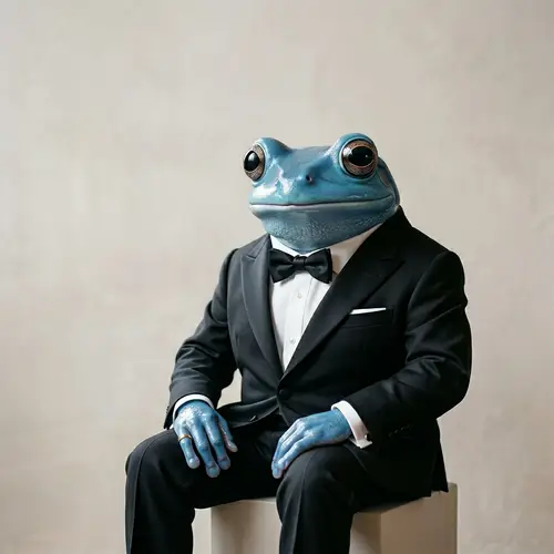 Regal Frog in Elegant Blue Suit