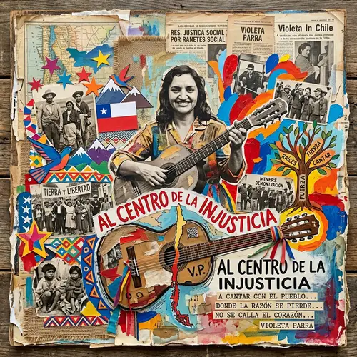 Artistic Collage Inspired by Violeta Parra's Song