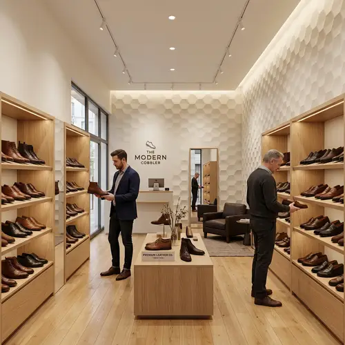 Premium Men's Leather Shoes Store Interior Design