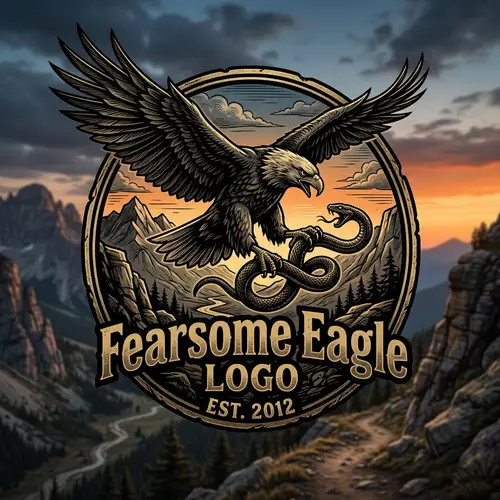 Fearsome Eagle Logo with Snake Talons