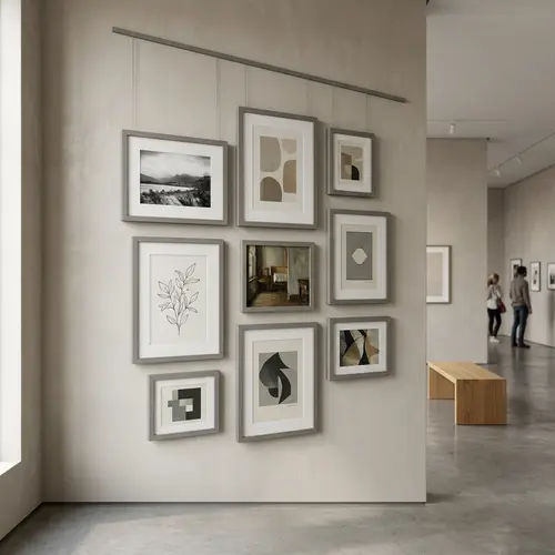 Artistic Mockup Wall Display | Grey Frames in Gallery Setting