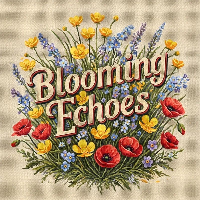Vintage Cross-Stitch Floral Album Cover Design