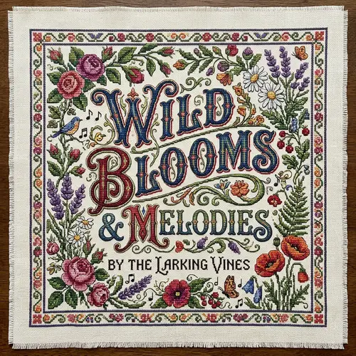 Vintage Cross-Stitch Floral Album Cover Design