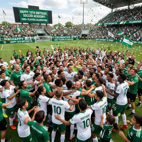 Large Soccer School Celebration | Multicultural Birthday Joy