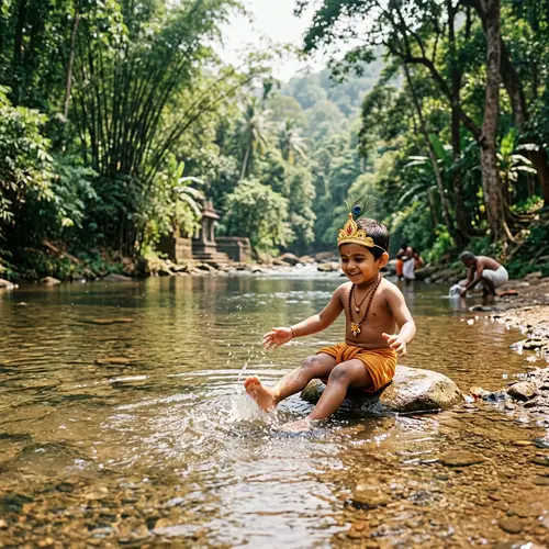 Baby Ayyappan Playing in Pamba River