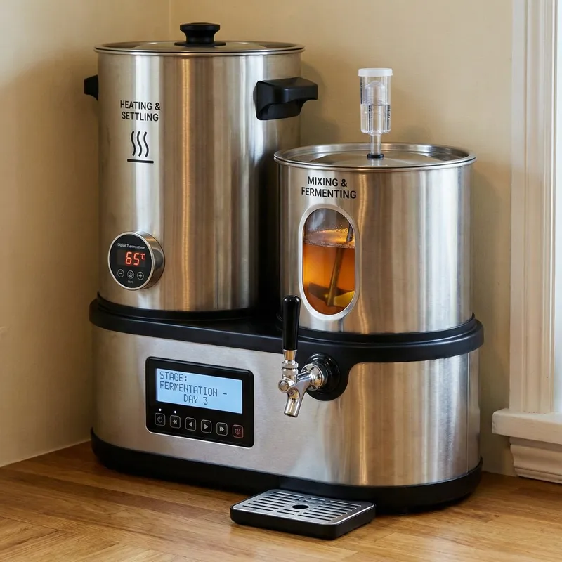 Compact Home Beer Brewing Machine with Dual Vessels Compact Home Beer Brewing Machine with Dual Vessels