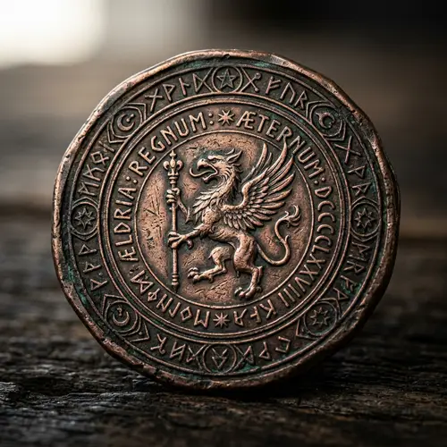 Intricately Designed Medieval Fantasy Copper Coin