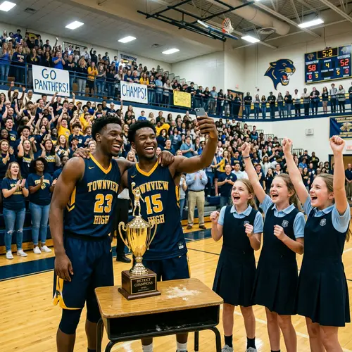 Exciting School Basketball Game Celebration