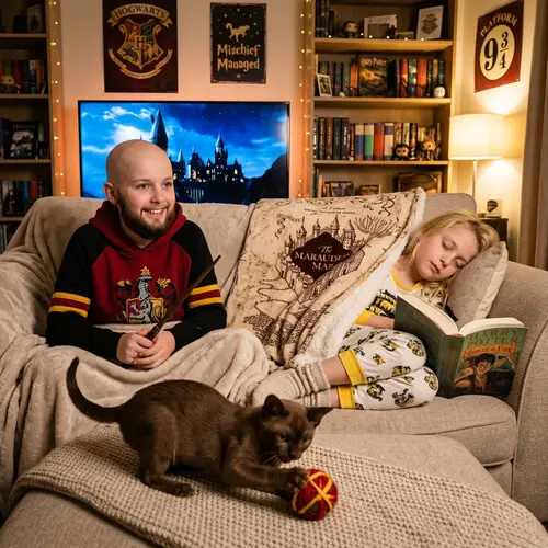 Harry Potter Fans: A Boy, a Girl, and a Kitten