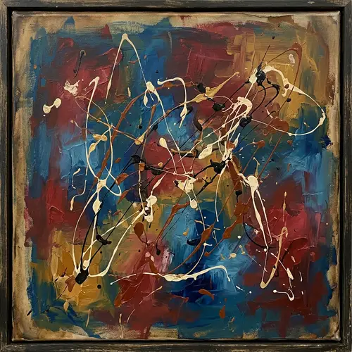 Evocative Fusion of Color Field and Drip Painting