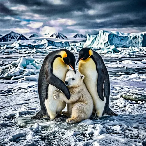 Penguins and Polar Bear: Unlikely Wildlife Bond