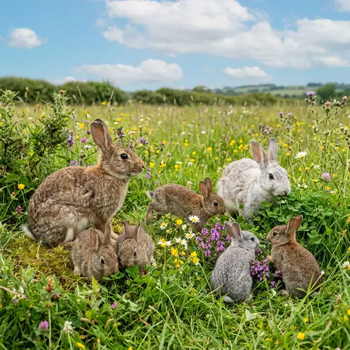 Charming Rabbit Family Scene in the Wild