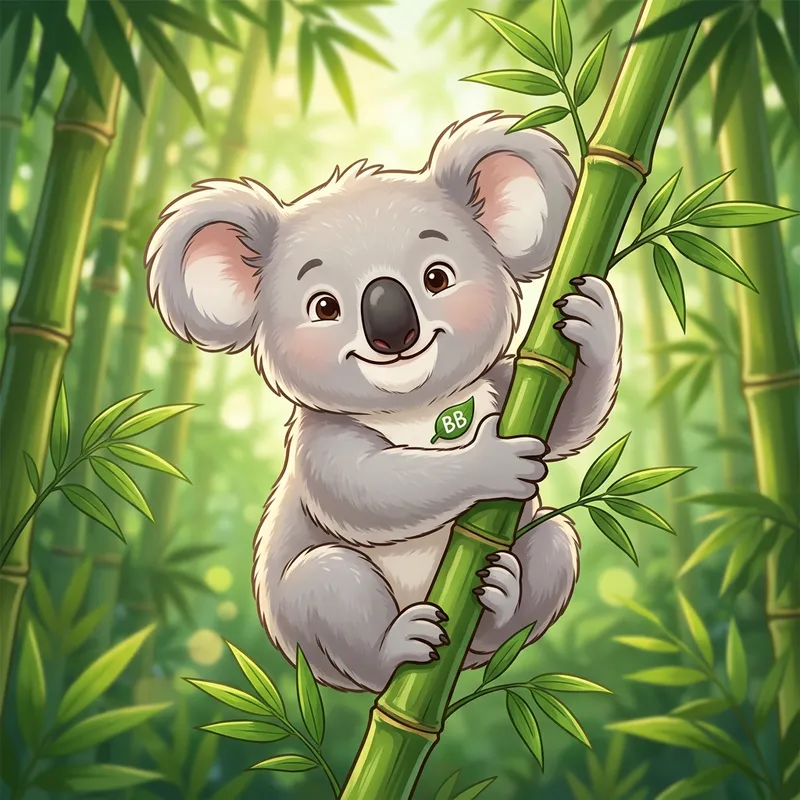 Koala Mascot on Bamboo for Your Website