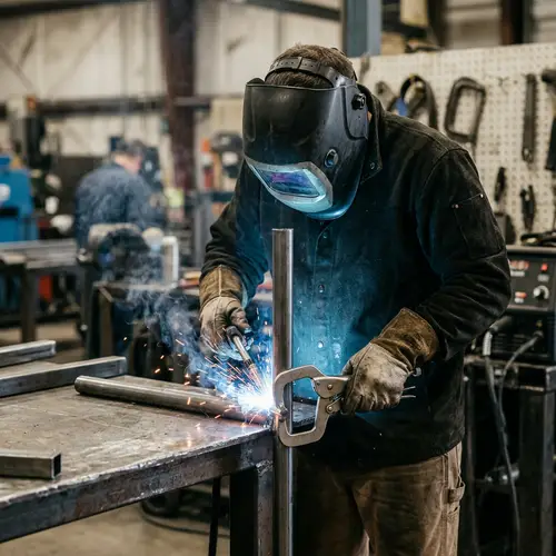 Welder Crafting Art with Unique Tools