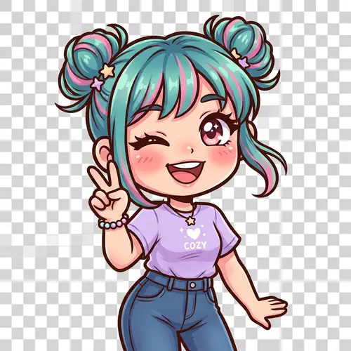 Cute Twitch Girl Emote | Digital Illustration Design