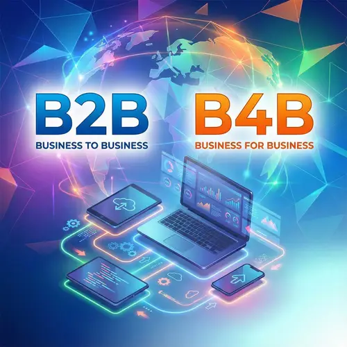 Colorful B2B and B4B Banner with Modern Tech
