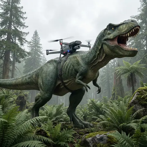 T-Rex and Drone: A Stunning Prehistoric Encounter