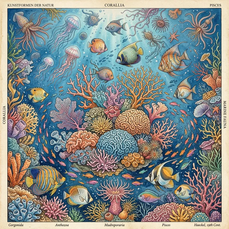 Surreal Underwater Scene with Colorful Coral Reefs and Exotic Fish - Capturing Marine Life Movements