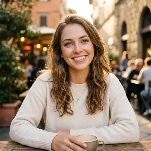 Pretty Young Woman with Blue Eyes