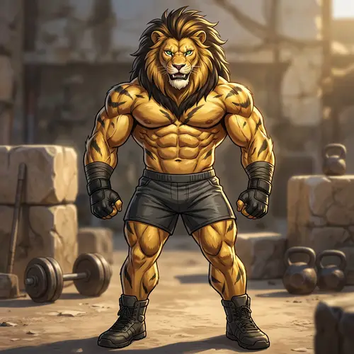 Muscular Anthropomorphic Lion - Impressive Strength & Presence
