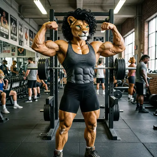 Muscular Lion Girl: Strength and Beauty Combined