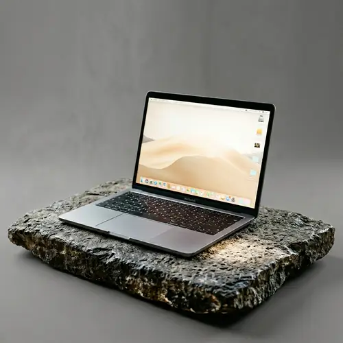 Elegant MacBook on Rustic Stone Slab