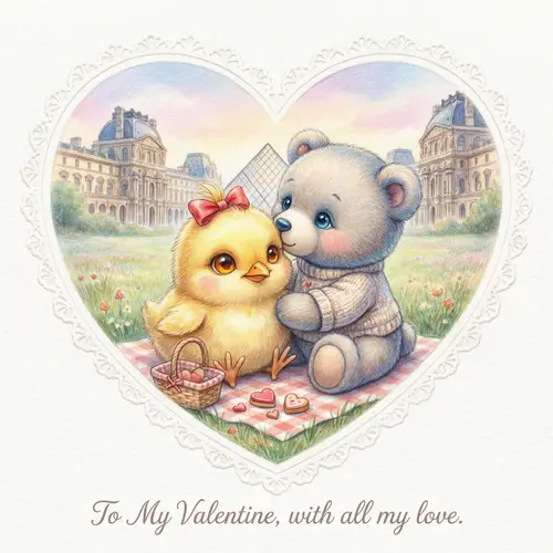 Charming Valentine's Card Illustration