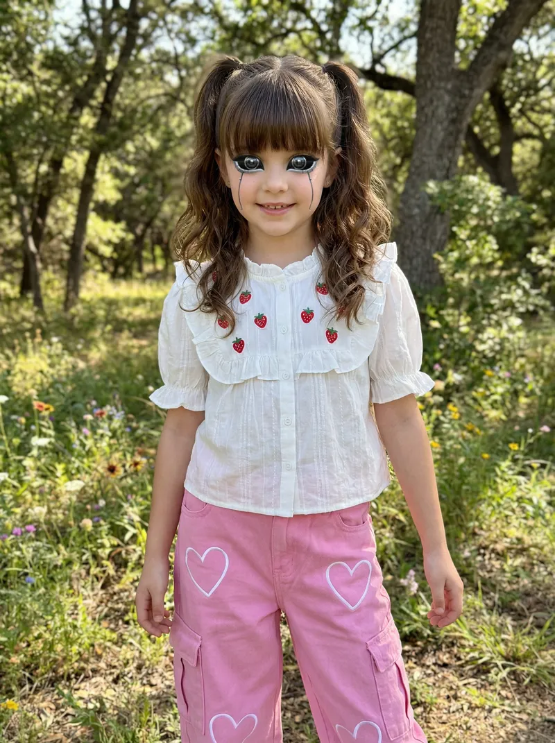 Robotic Girl with Stylish Ponytails in Nature