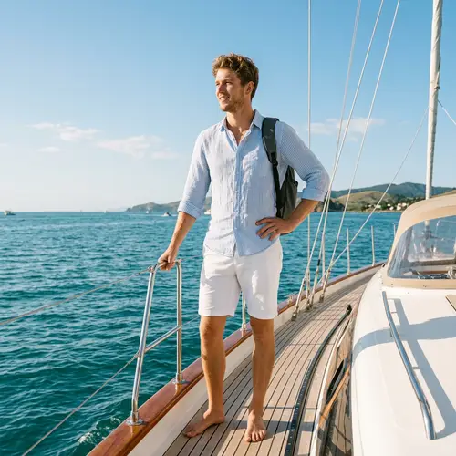 Tall Young Man on a Yacht