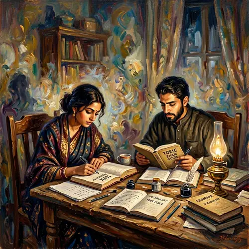 TOEIC Exam Study with Abstract Art Inspiration